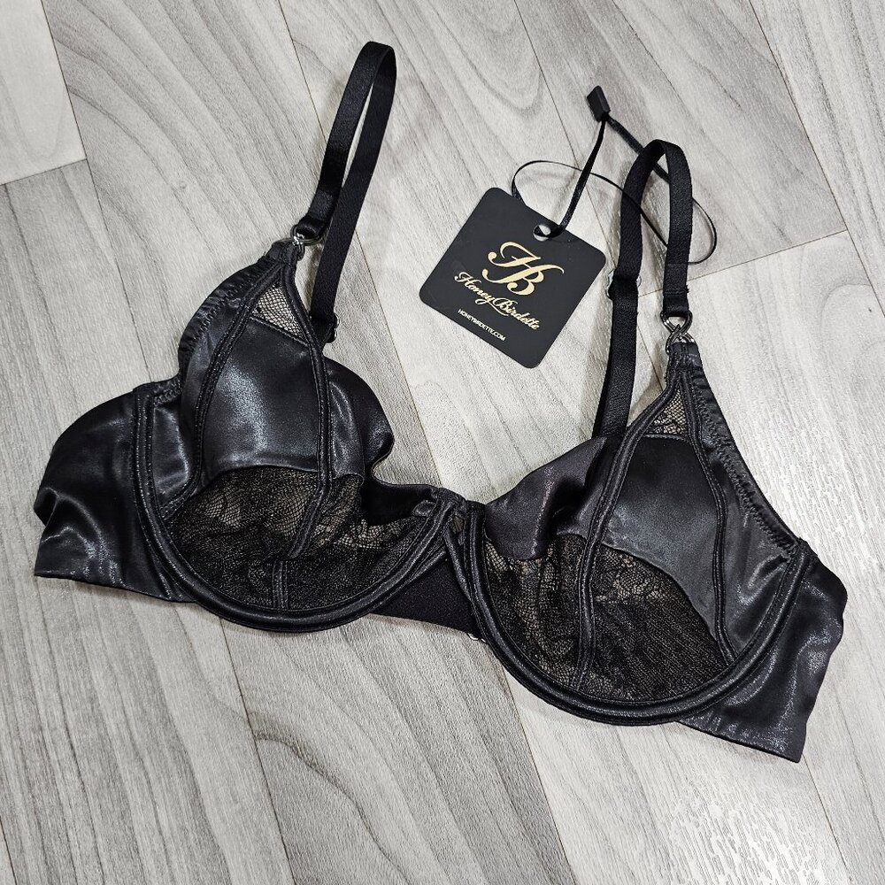 NWT Honey Birdette Remy Black Bra Size 32D